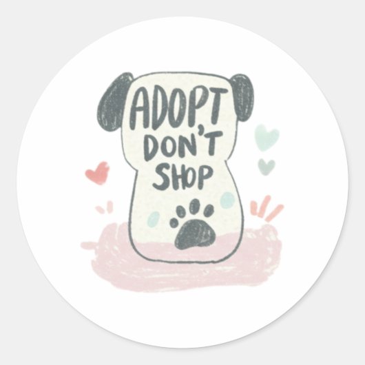 Sticker Rond Adopter une journée d'hébergement pour animaux dom (Devant)