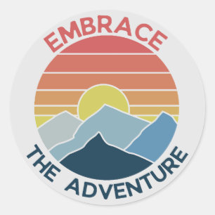 Sticker Rond Adoptez l'aventure montagne temps d'aventure
