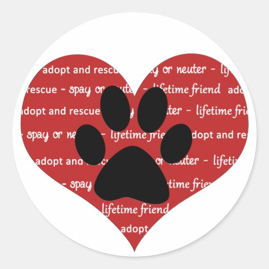 Sticker Rond Adoption de animal de compagnie, secourir le coeur (Devant)