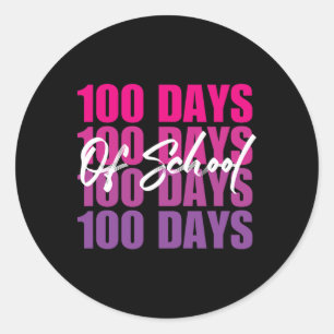 Sticker Rond Adorable 100 Jours D'École Rétro Gradient 100e D