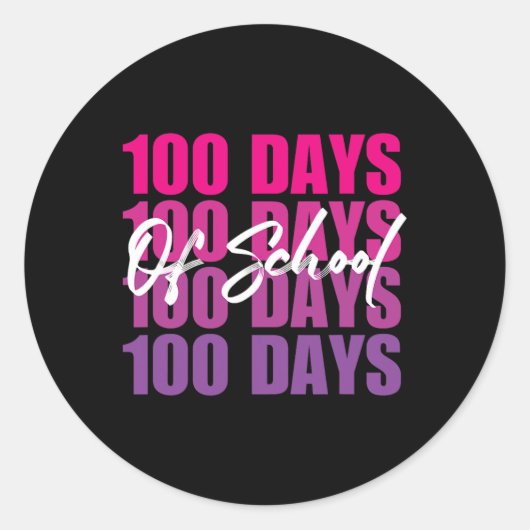 Sticker Rond Adorable 100 Jours D'École Rétro Gradient 100e D (Devant)