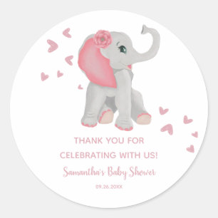 Sticker Rond Adorable Baby Elephant Blush Rose Aquarelle Favori