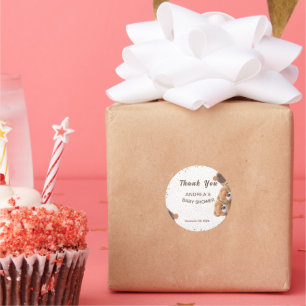 Sticker Rond Adorable Baby shower des ours jumeaux