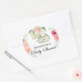 Sticker Rond Adorable Baby shower éléphant pour fille (Enveloppe)