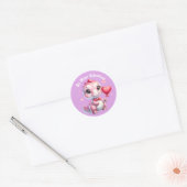 Sticker Rond Adorable Ballons Coeur Rose Dinosaur Valentine (Enveloppe)