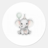 Sticker Rond Adorable bébé éléphant fête d'anniversaire (Devant)