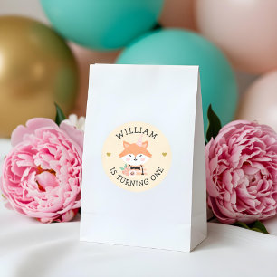 Sticker Rond adorable bébé Fox Party animal adorable