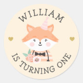 Sticker Rond adorable bébé Fox Party animal adorable (Devant)