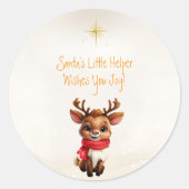 Sticker Rond Adorable bébé renne Message de Noël (Devant)