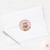 Sticker Rond Adorable bébé rouge Panda Baby shower ours (Enveloppe)