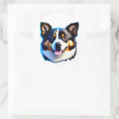 Sticker Rond Adorable Bernois Chien Chien Happy Design (Sac)