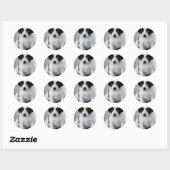 Sticker Rond adorable Chiot noir et blanc (Feuille)