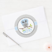 Sticker Rond Adorable Chouettes C'est un garçon (Enveloppe)