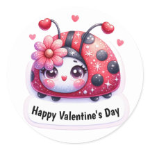 Adorable Coeur rose Ladybug Saint-Valentin