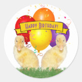 Sticker Rond Adorable collier Jaune Joyeux Ballons d'anniversai (Devant)