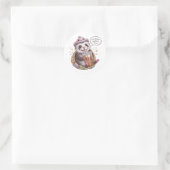 Sticker Rond Adorable Dessin Domestique Ferret : Cosy, Kawaii V (Sac)