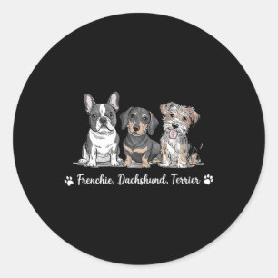 Sticker Rond Adorable Dog Trio Art