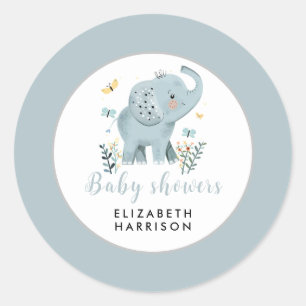 Sticker Rond adorable Elephant Blue Baby Boy Douche
