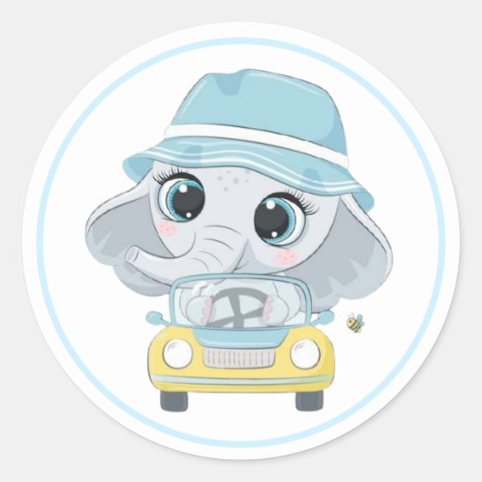 Sticker Rond Adorable éléphant en vacances (Devant)