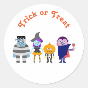 Sticker Rond Adorable Enfants Halloween Costume Party