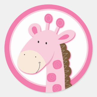 Sticker Rond Adorable enveloppes de girafe rose sceaux ou toppe