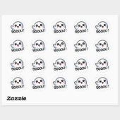 Sticker Rond Adorable Fantôme Boo Dit Boou Halloween Graphisme (Feuille)