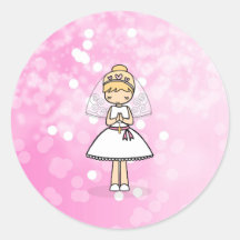 Adorable First Holy Communion petite fille autocol