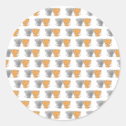 Sticker Rond Adorable Fluffy Kittens Illustration Cat Art (Devant)