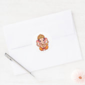 Sticker Rond Adorable Ganpatio Bappa - Chibi Style Ganesha avec (Enveloppe)