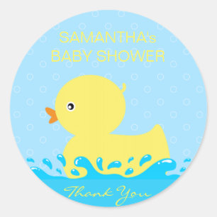 Sticker Rond Adorable Jaune Bleu Caoutchouc Baby shower Canard