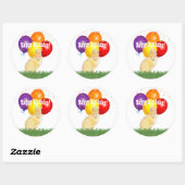 Sticker Rond Adorable Jaune Canard Jaune Joyeux Ballons d'Anniv (Feuille)