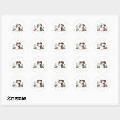 Sticker Rond Adorable Kawaii Wedding Scene (Feuille)