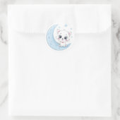 Sticker Rond Adorable Kitty au-dessus de la lune (Sac)