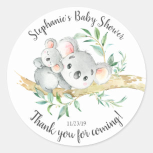 Sticker Rond Adorable Koala Oear Baby shower Favoriser