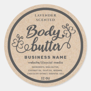 Sticker Rond Adorable Kraft script papillon corps beurre étique