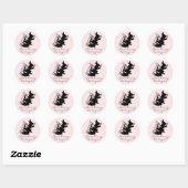 Sticker Rond Adorable Lapin Amour Pun Noir Ombre Main Sur Rose (Feuille)