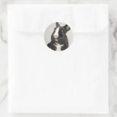 Sticker Rond Adorable Lapin noir et blanc lapin (Sac)