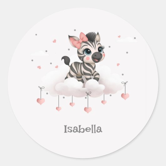 Sticker Rond Adorable little cartoon zebra  (Devant)