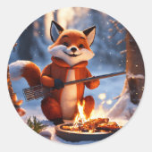 Sticker Rond Adorable loup arctique (Devant)