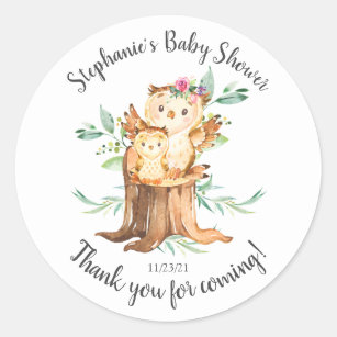 Sticker Rond Adorable Maman & Baby Owl Baby shower Favoriser