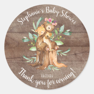 Sticker Rond Adorable Maman et bébé Baby shower d'ours Favori