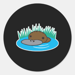 Sticker Rond adorable ornithorynque qui regarde