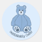 Sticker Rond Adorable Ours Bleu Teddy (Devant)