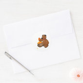Sticker Rond Adorable Ours d'amour du miel avec Pot de miel