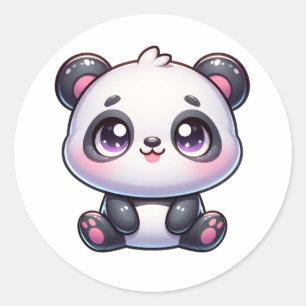 Sticker Rond Adorable Panda Pal kawaii