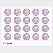Sticker Rond Adorable papillon violet Merci fille Anniversaire (Feuille)
