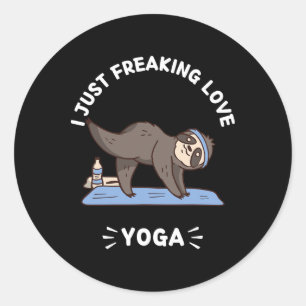 Sticker Rond Adorable Paresseux Kawaii J'adore le Yoga
