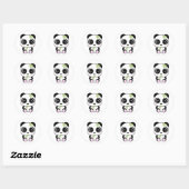 Sticker Rond Adorable petit panda mangeant *Panda Pocket* (Feuille)
