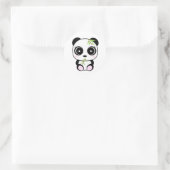 Sticker Rond Adorable petit panda mangeant *Panda Pocket* (Sac)