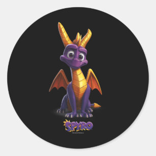 Sticker Rond Adorable Purple Dragon Retro Video Game Icon